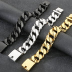 Massive Men's Stainless Steel Cuban Chain Bracelet for Man Classic 21MM Width Vacuum Plated Chunky Link Bracelets Never