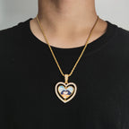 Iced Out Heart Photo Pendant Necklace