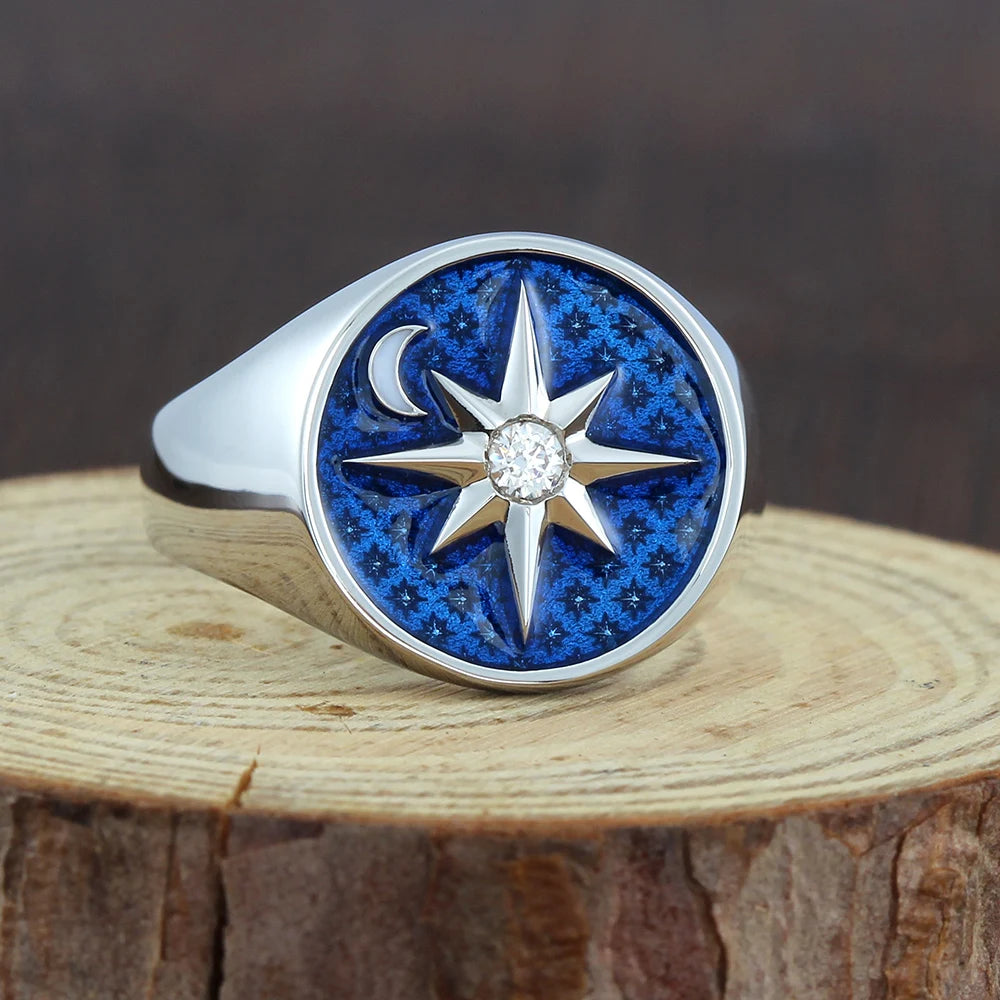 North Star Moon Ring — 925 Silver