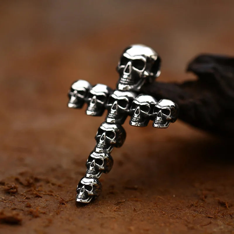 BEIER Punk Rock Fashion Cross Charm Vintage Skull head pendant Chain Fashion jewelry for man women Best Lover gift BP8-479