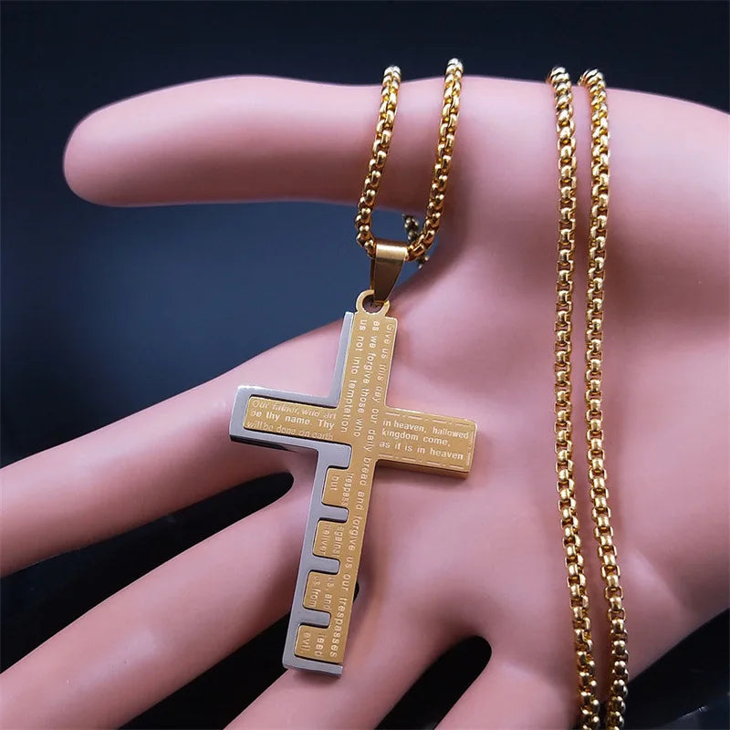 Cross Steel Pendant Splice Bible Religion