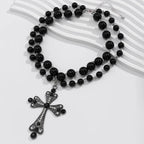 IngeSight.Z Trendy Goth Large Cross Pendant Necklace Elegant Charming Imitation Pearl Woman Choker Y2K Neck Jewelry