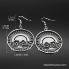 Sun Gold Earrings Ocean Wave Rise Hoop Hollow