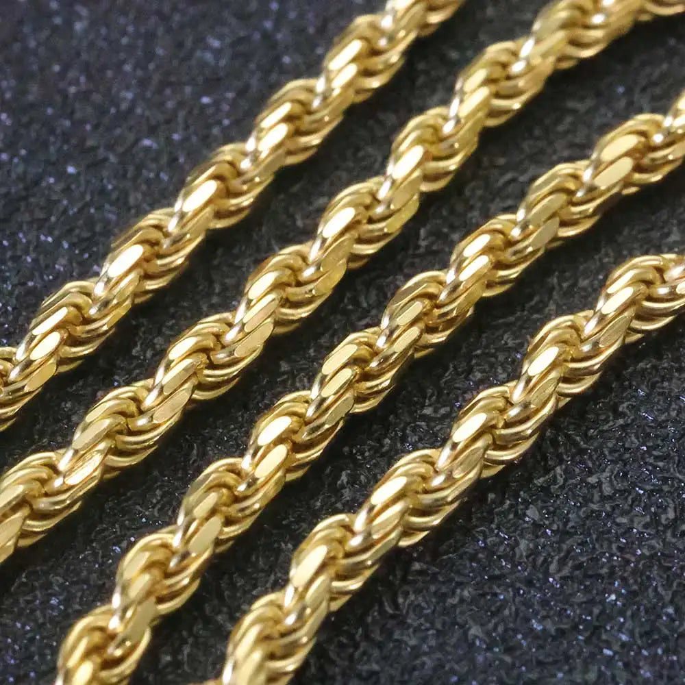 Two-Tone 925 Silver Rope Chain Necklace 3/5MM PVD