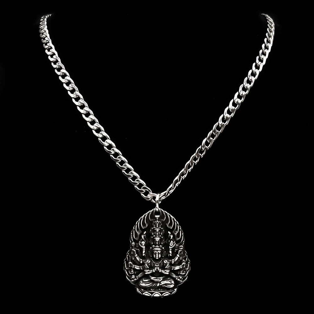 Buddhist Thousand-Hand Guanyin Necklace — Stainless Steel