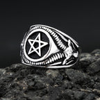 Vintage Fashion Stainless Steel Pentagram Rings For Men Women Gothic Biker Goat Devil Demon Ring Party Jewelry Gifts Wholesale