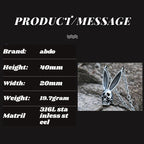 3D Rabbit Pattern Metal Pendant Necklace For Men Couple Gift Vintage Punk Animal Gothic Skull Choker Necklace Jewelry