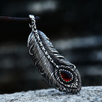 Iced Out Fire Feather Stainless Steel Pendant Necklace