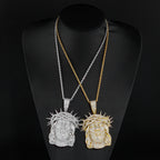 Silver Cross Jesus Pendant Necklace Iced Out