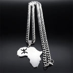 Africa Map Silver Pendant Necklace — Stainless Steel