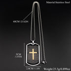 Lord's Prayer Our Father Glass Cross Necklace — Stainless Steel