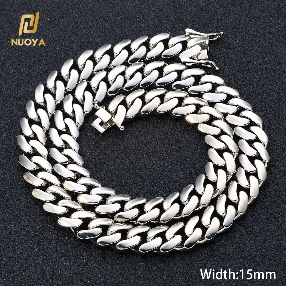 Gold Cuban Chain Necklace 10MM Smooth 18K