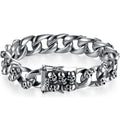 Men's Cast 316l Stainless Steel Skull Link Bracelet Man Punk Gothic Skeleton Head Wristband Biker Rock Chain Jewelry