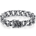 Men's Cast 316l Stainless Steel Skull Link Bracelet Man Punk Gothic Skeleton Head Wristband Biker Rock Chain Jewelry