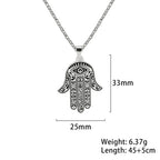 EUEAVAN Vintage Hamsa Hand of Fatima Pendant Necklace Stainless Steel Turkish Evil Eye Necklaces Spirit Lucky Jewelry for Man