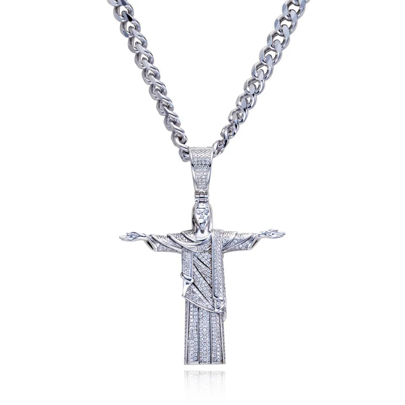 Iced Out Christ Pendant — 925 Silver