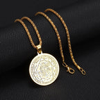 Stainless Steel Solomon Religious Seven Archangels Compass Pendant Necklace Men's Retro Lucky Amulet Jewelry
