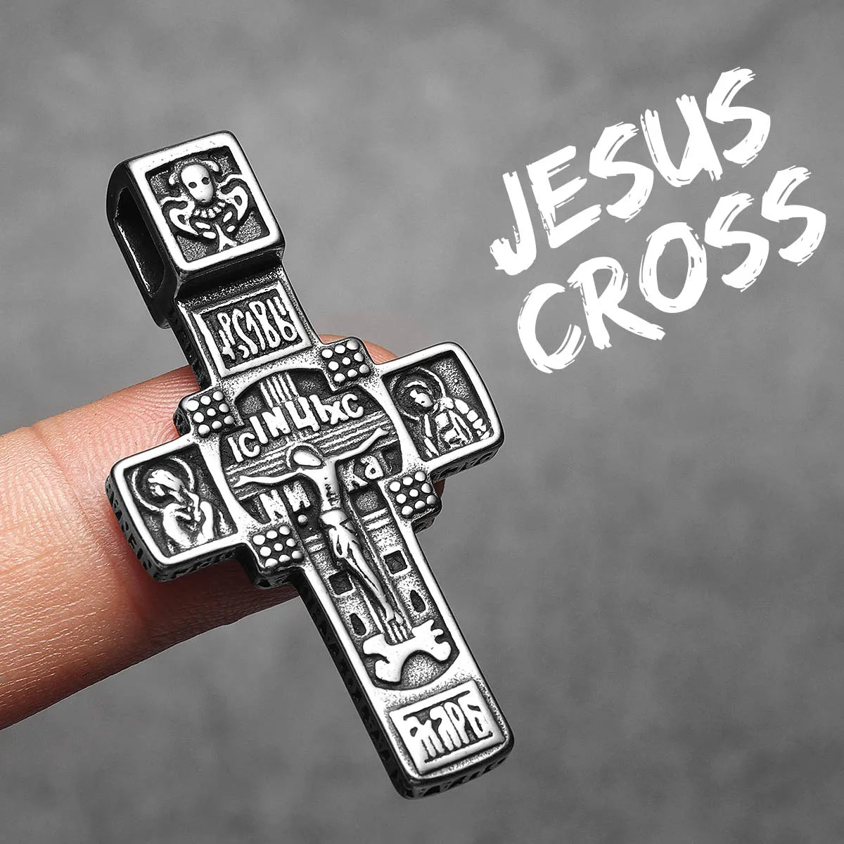 Jesus Cross Pendant Necklace — Stainless Steel