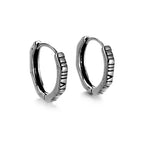 Gothic Spiked Hoop Earrings Small Textured Huggie — Two-Tone