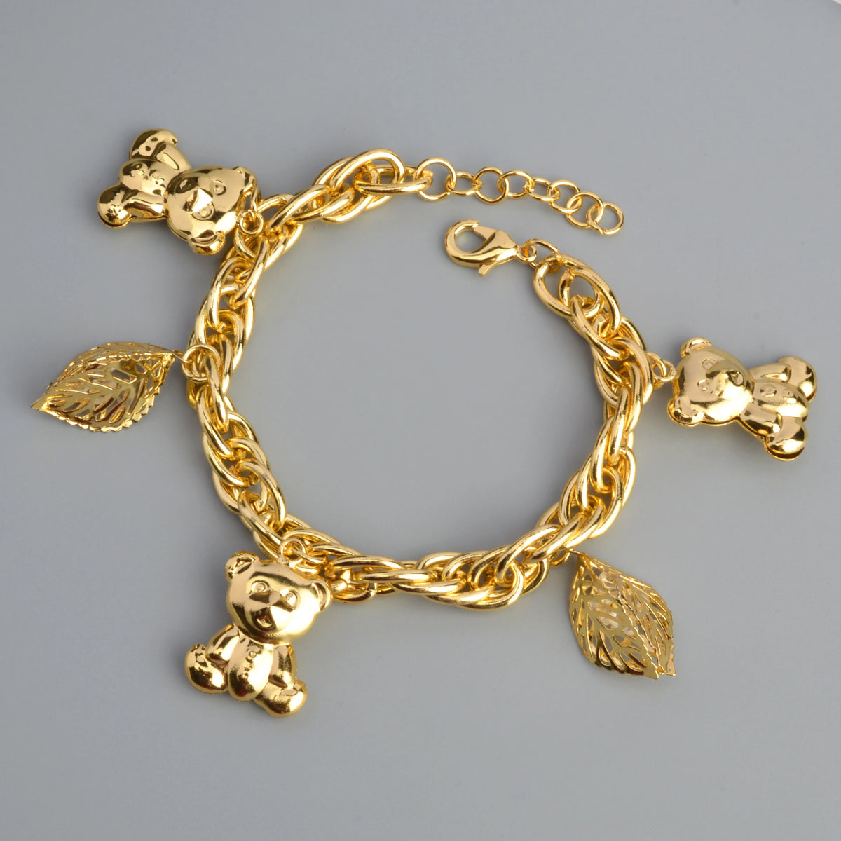 Diana Baby Link Chain Copper Gold Color Bear and Lock Bracelets for Women Wholesale Retail Fashion Jewelry Party