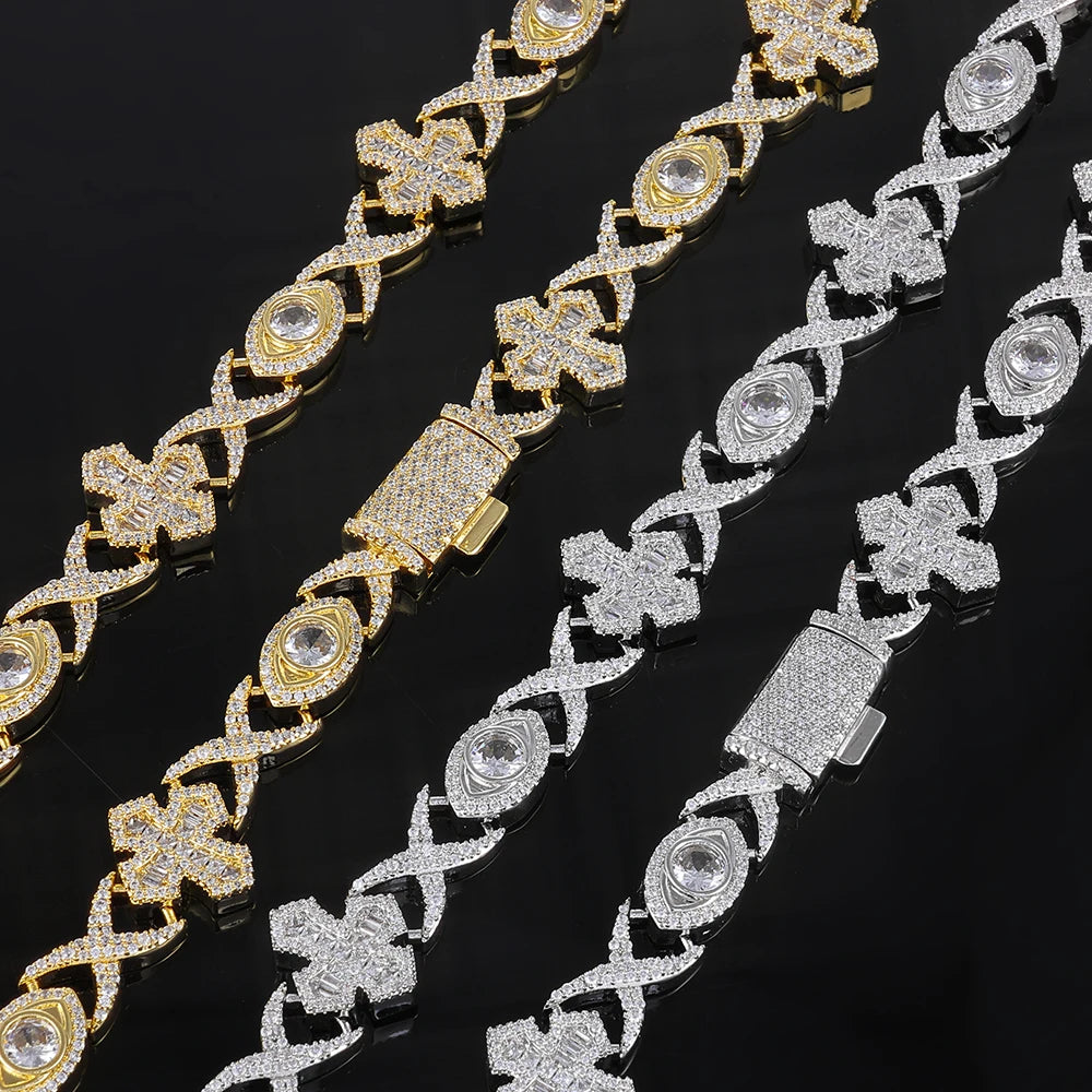 Cross Cuban Chain Necklace Iced Out Stainless Steel