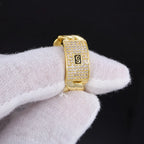 CZ Point Accent Cuban Link Ring for Men — Gold-Tone