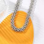 GANEMLY 316L Stainless Steel Metal Cuban Chain Necklace For Women Hip Hop Punk Waterproof 18K Gold Plated Neck Chain Jewelry