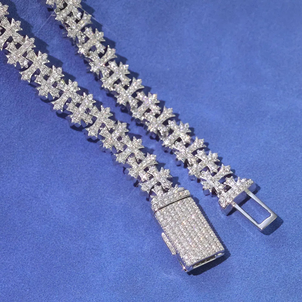 Iced Out Cross Bracelet Stainless Steel 8MM