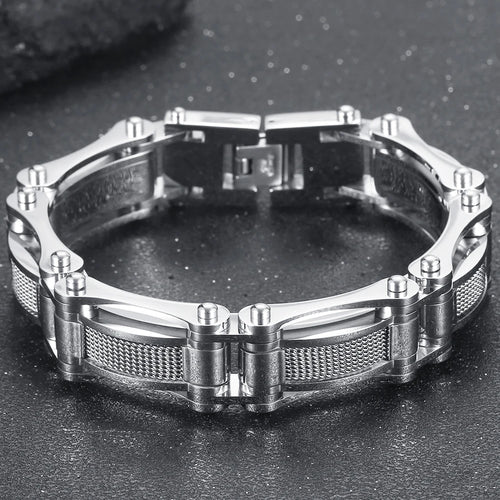 Cool Black Gold Color Bracelet for Man 15MM Width Stainless Steel Chain Men's Wrist Arm Jewelry Birthday Gifts for Boys