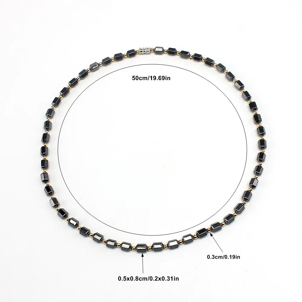 Black Hematite Gold Spacer Bead Necklace — Two-Tone