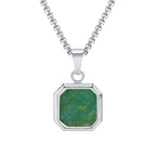 Natural Stone Geometric Pendant — Stainless