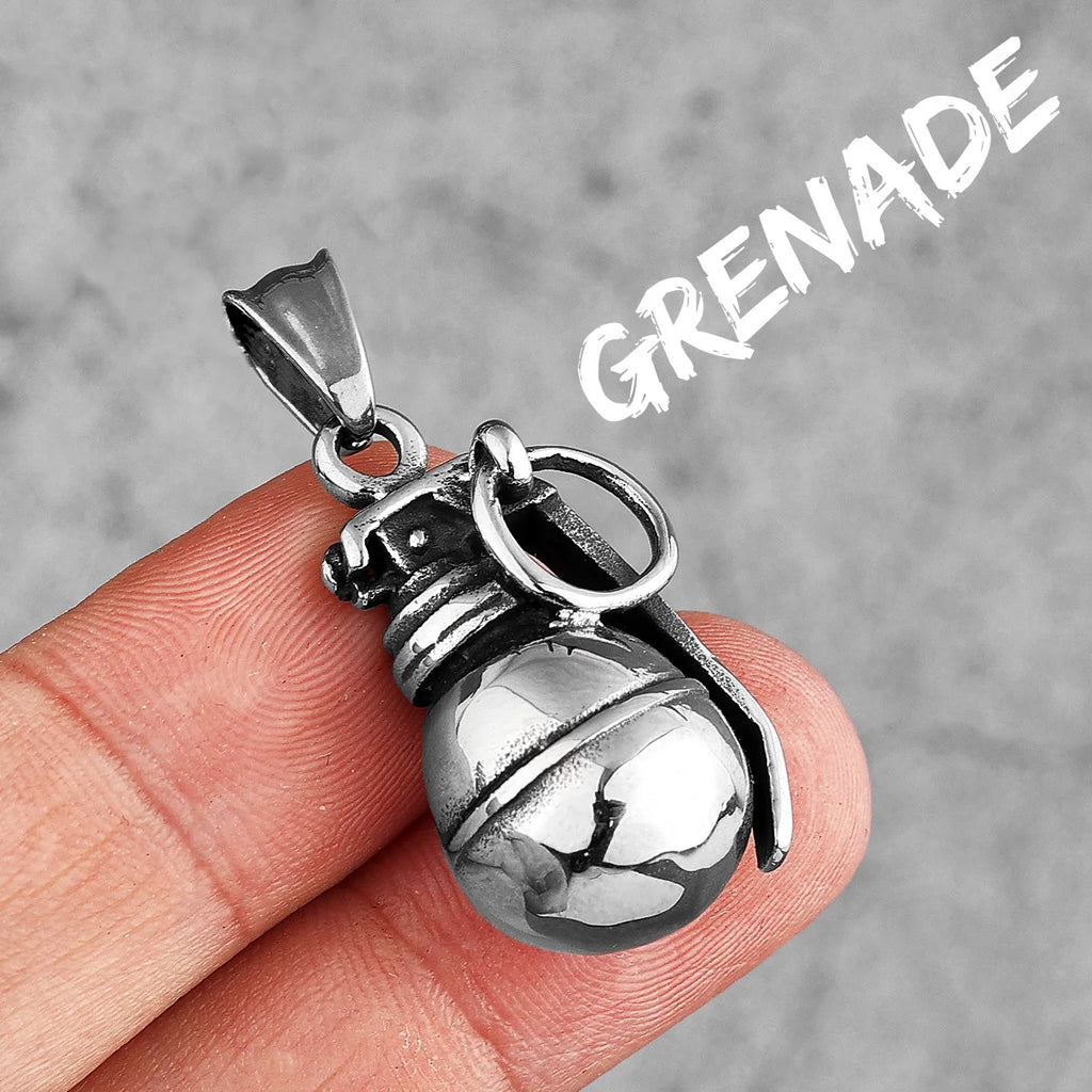 Grenade Stainless Steel Pendant Necklace
