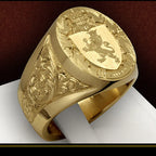 Crown Lion Carving 18k Gold Filled Royal Ring for Men Finger Bands Cool Masculine Trendy Jewelry Accessories Sizes 8,9,13