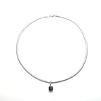 Blue Crystals Geometric Pendants Snake Bone Chain Titanium Steel Men Personality High-end Versatile Necklaces Fashion Jewelry