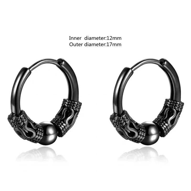 Gothic Spiked Hoop Earrings Small Textured Huggie — Two-Tone