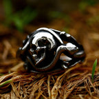 Unique Creative 316L Stainless Steel Skull Ring For Men Women Punk Fashion Snake Rings Personality Amulet Jewelry