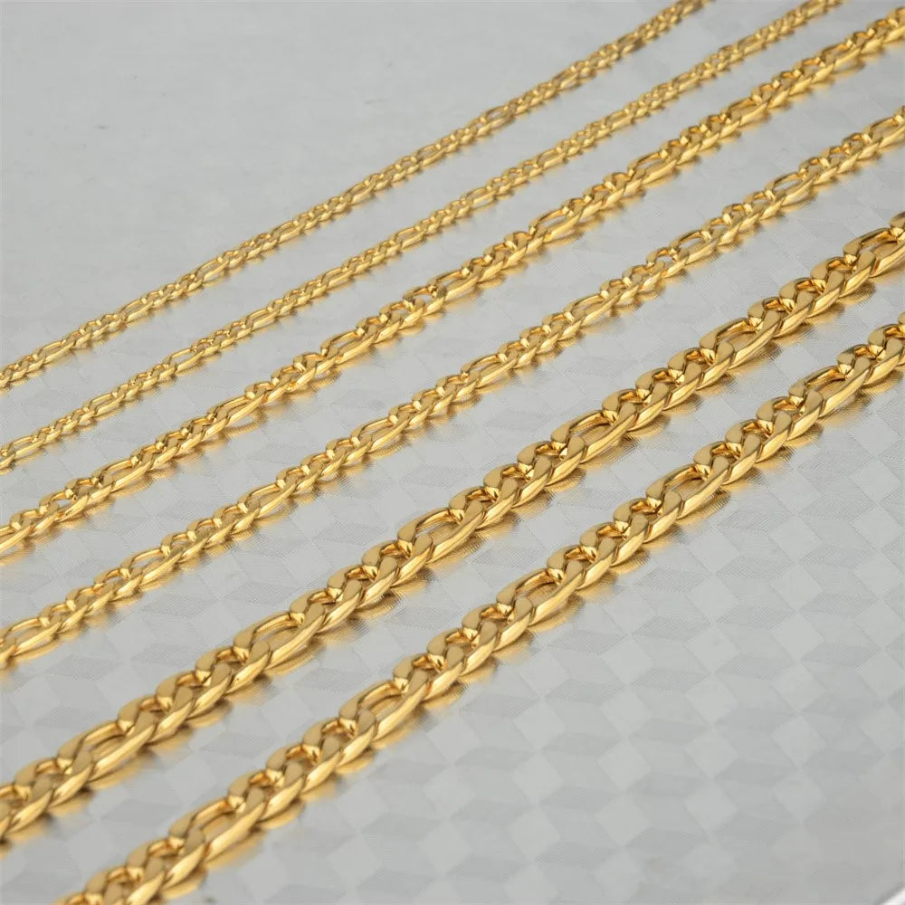 Bwise 2022 Fashion Classic Figaro Chain Necklace Men Stainless Steel Long Necklace For Men Women Chain Jewelry