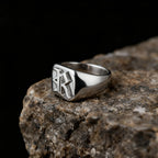 custom men Signet Ring Gothic Old English Initial Ring stainless steel Silver wedding Ring Personalized logo Christmas gift