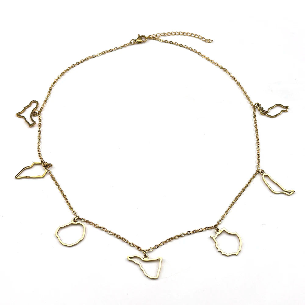 Canary Islands Map Choker Necklace — Stainless Steel