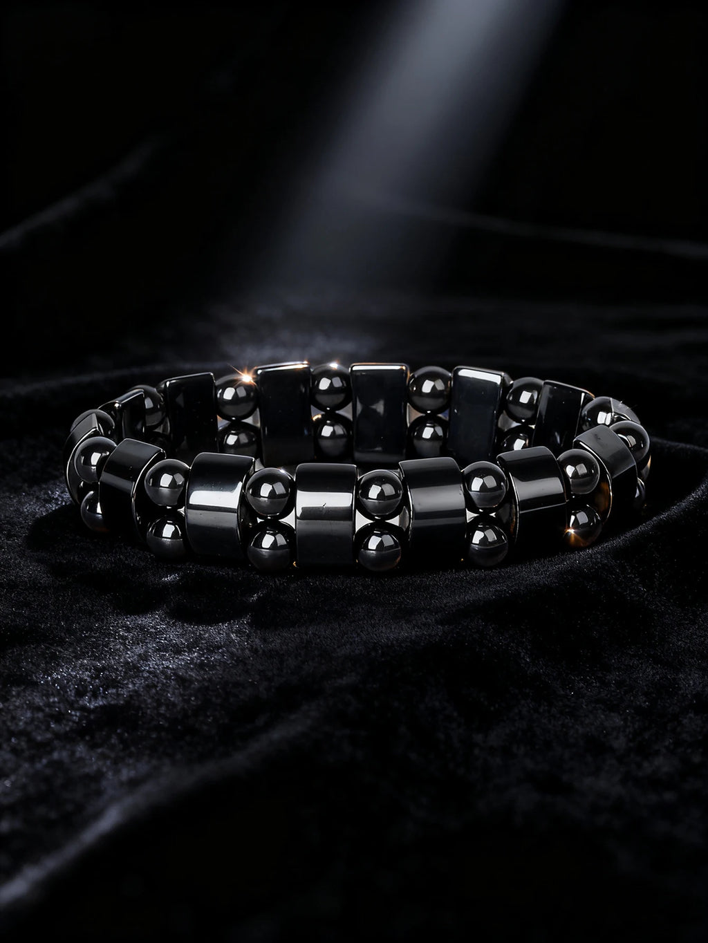 Hematite Stone Bracelet Handmade Woven with Gold color Spacers Cylinder Beads Leather for Energy Protection Reiki Charm Jewelry