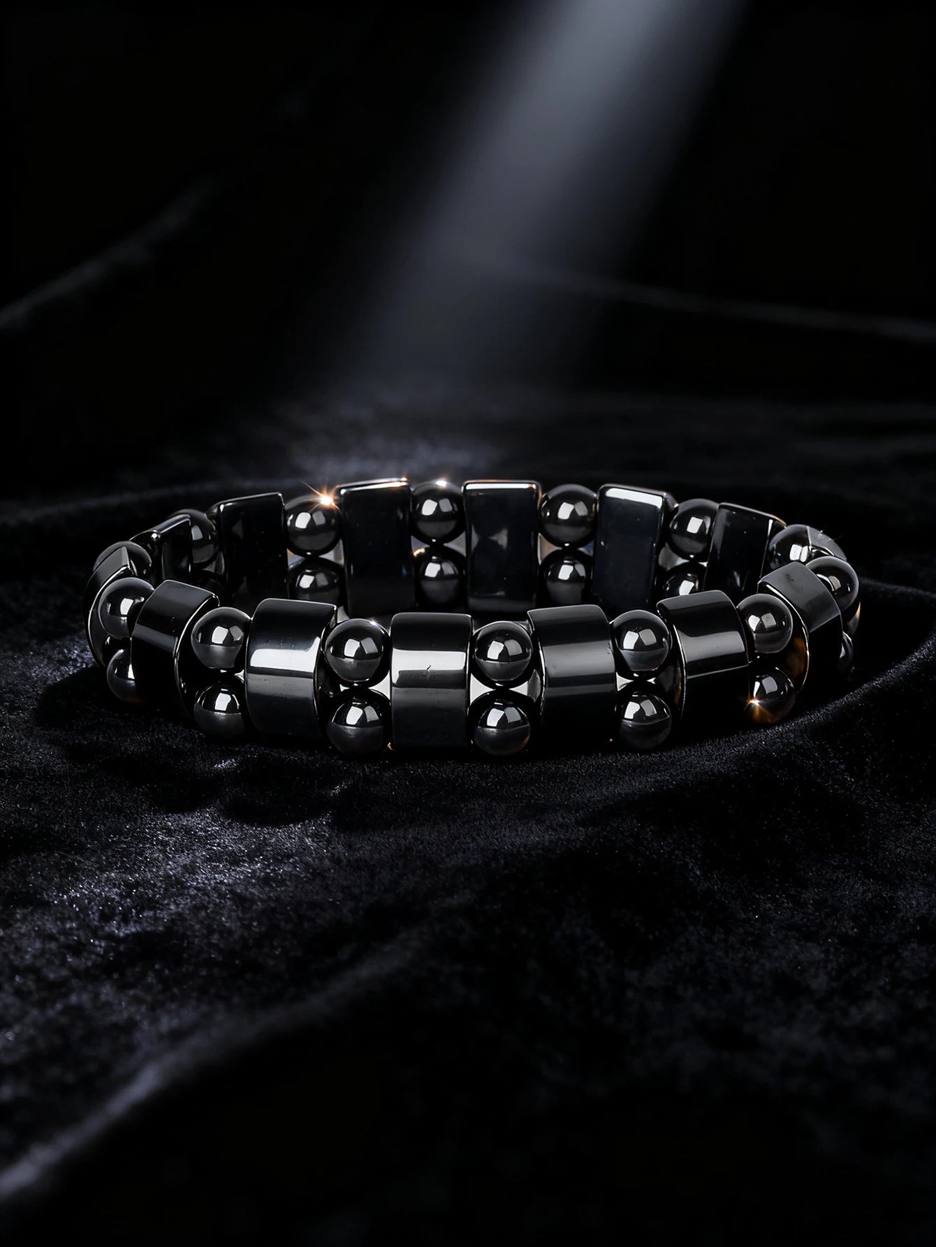Hematite Stone Bracelet Handmade Woven with Gold color Spacers Cylinder Beads Leather for Energy Protection Reiki Charm Jewelry