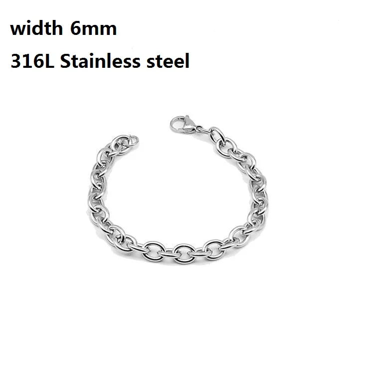 316L Stainless Steel Cuban Chain Bracelet for Men Women Figaro Vintage Metal Viking Kpop Pulseras Emo Cute Luxury