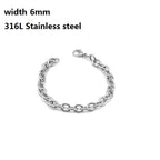 316L Stainless Steel Cuban Chain Bracelet for Men Women Figaro Vintage Metal Viking Kpop Pulseras Emo Cute Luxury