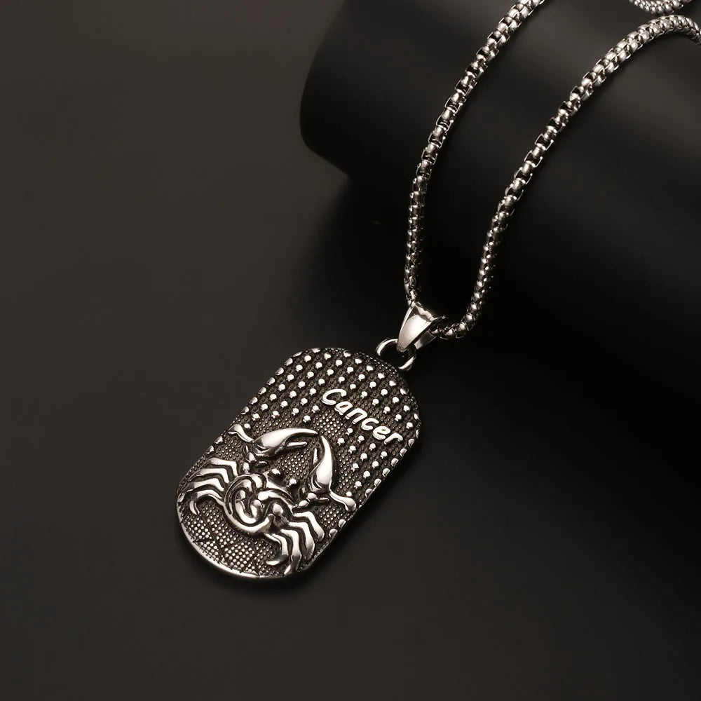 1PC Stainless Steel Scorpio Gemini 12 Zodiac Sign Necklace for Men  Leo Cancer Constellation Pendant Necklace Man Birthday Gift