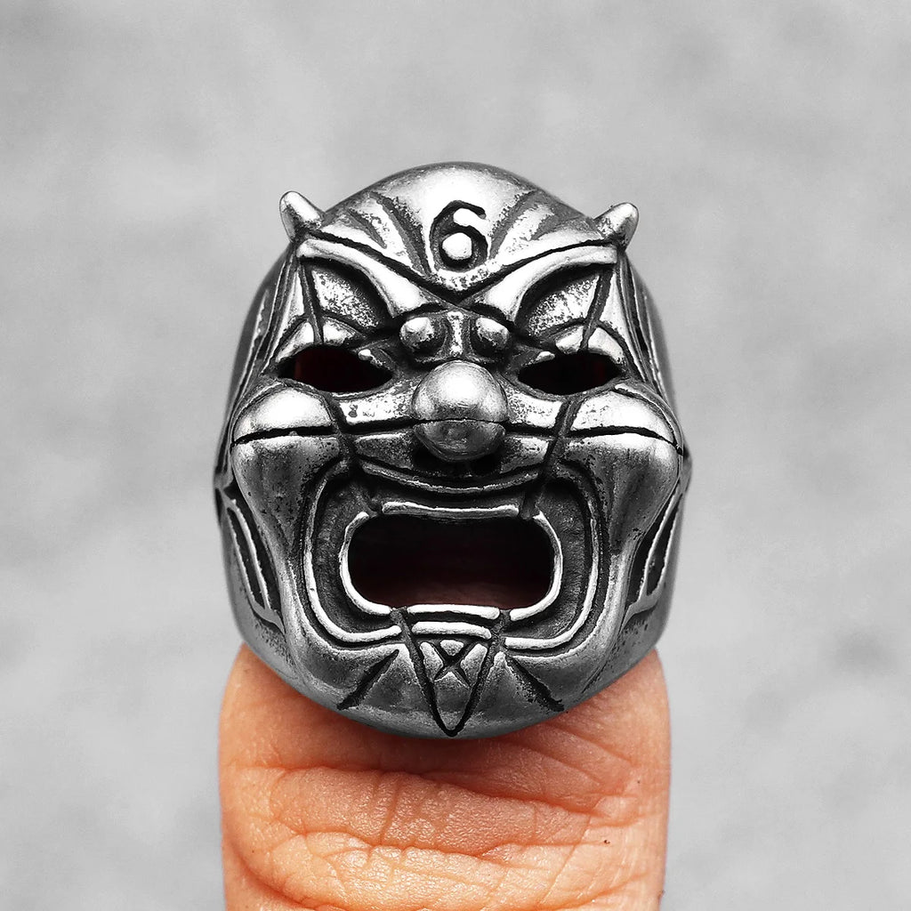 Hannya Skull Ring Black — Stainless Steel