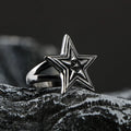 Large Five-Pointed Star Ring — Stainless Steel