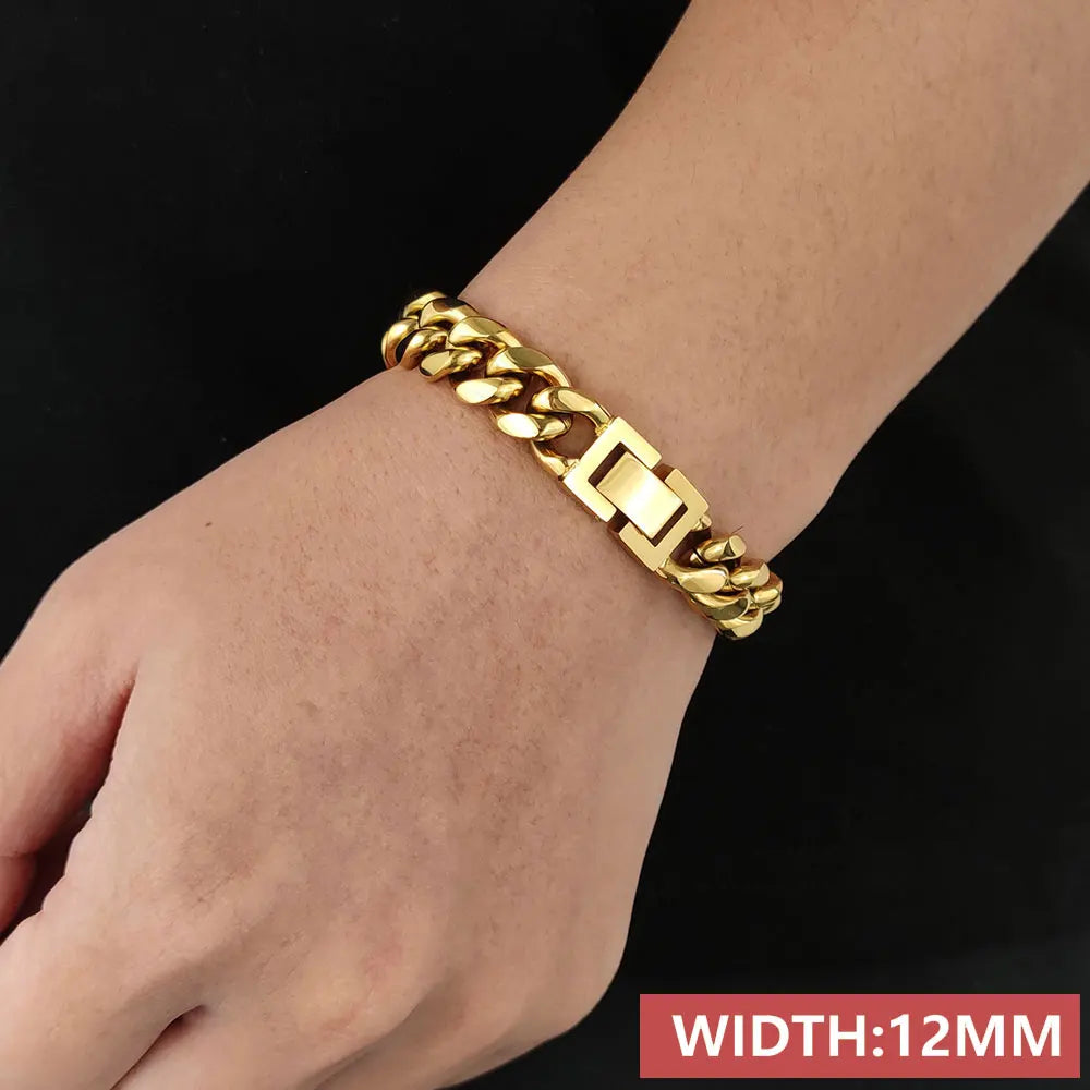 Stainless Steel Cuban Bracelet Miami Rectangle