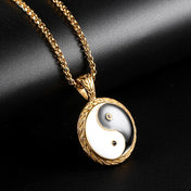 Stainless Steel Yin Yang Taichi Pendant Necklace Fashion Chinese Taoism Jewelry Man Gift For Him With Chain