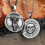 Skull Motorcycle Rider Pendant — Stainless Steel