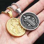 Vintage Christian Saint Benedict Pendant Necklaces For Men Women Fashion Exorcist Priest Cross Necklace Amulet Jewelry